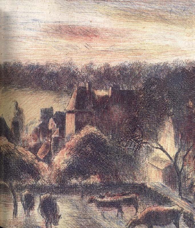 Church and farm at Eragny-sur-Epte, Camille Pissarro